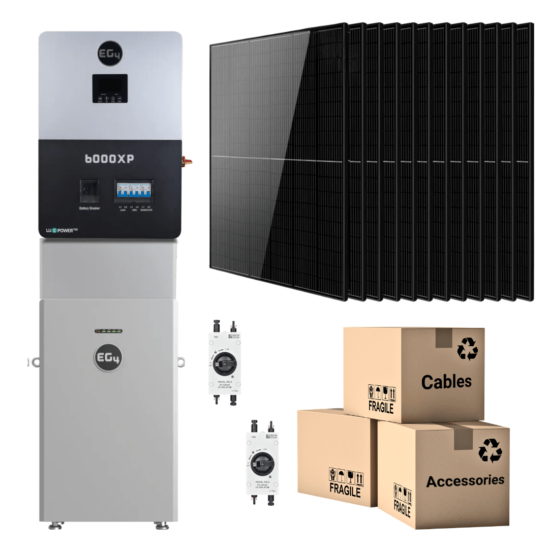 EG4 6000XP Off-Grid Solar Kit | 4.98kW Monocrystalline Solar Panels + 16kWh LiFePO4 Battery Bank