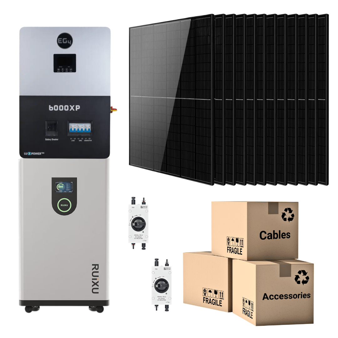 EG4 6000XP Off-Grid Solar Kit | 4.98kW Monocrystalline Solar Panels + 16kWh LiFePO4 Battery Bank