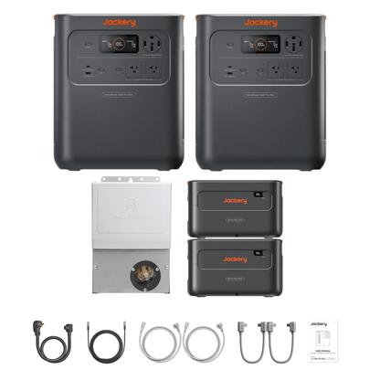 2 x Jackery HomePower 3600 Pro Max + Extra Batteries + Manual Transfer Switch + Cables